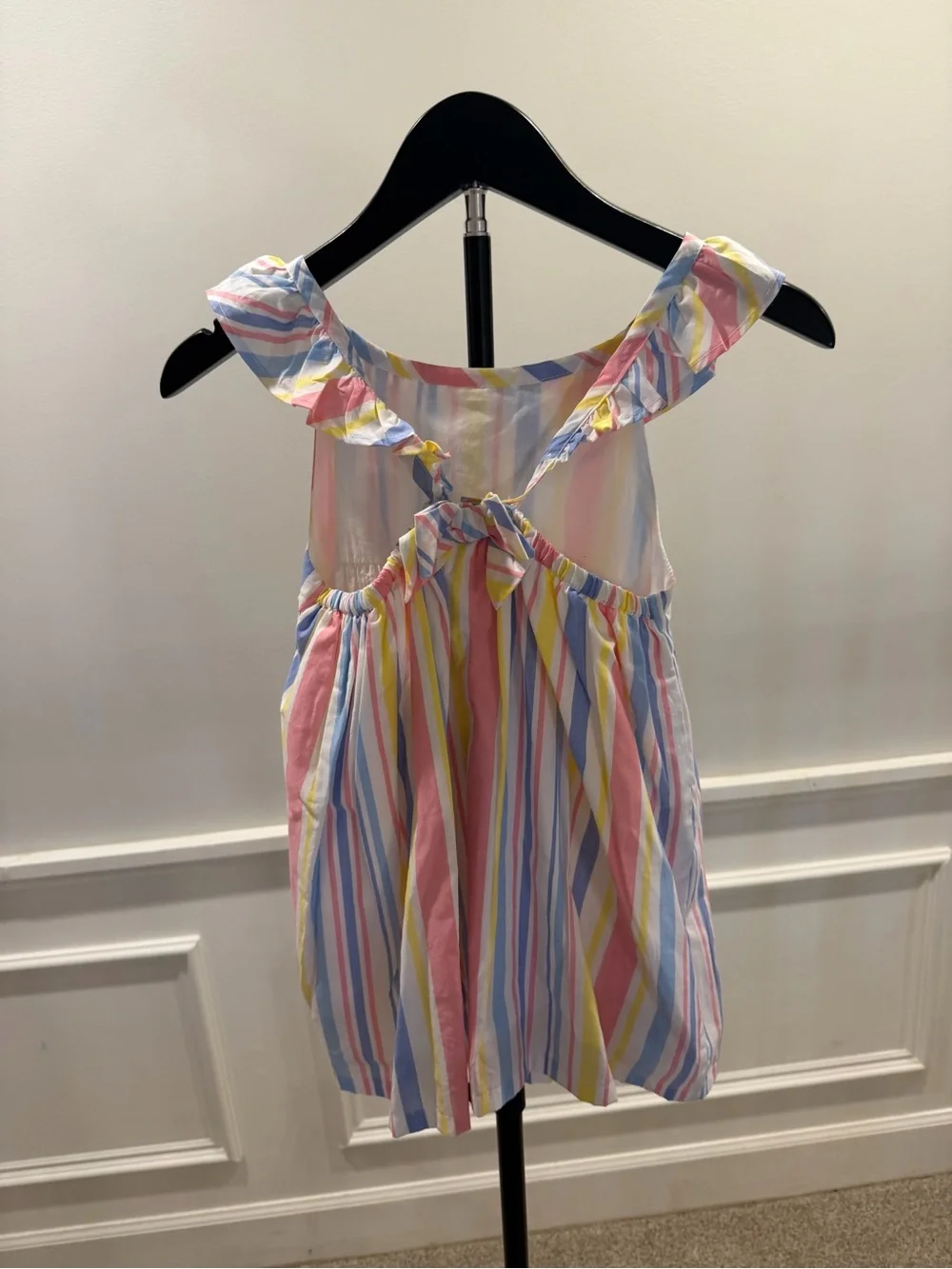Girls Pastel Stripe Ruffle Dress - Multicolor size 8
